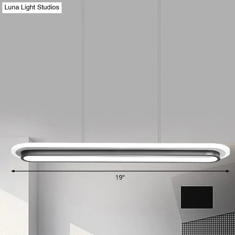 Nordic Style Black & White Elliptical Island Led Suspension Lamp - Modern Acrylic Lighting For Table