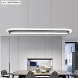 Nordic Style Black & White Elliptical Island Led Suspension Lamp - Modern Acrylic Lighting For Table