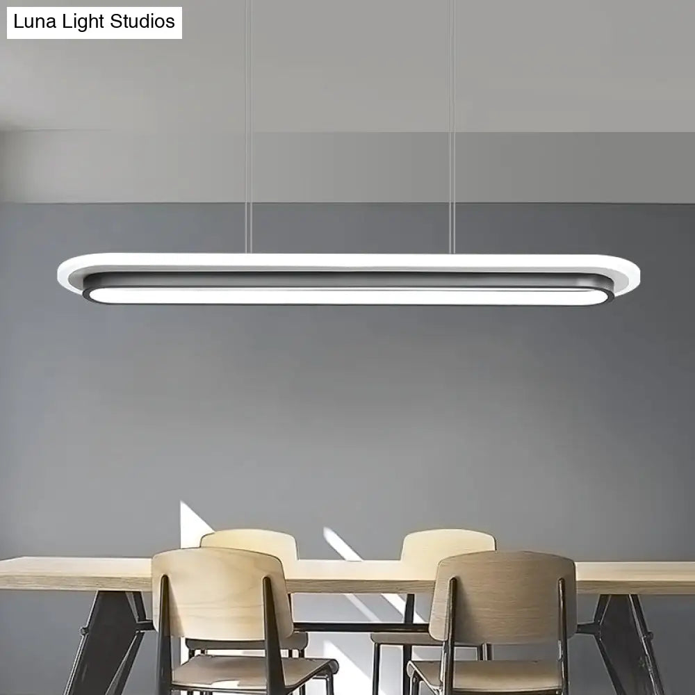 Nordic Style Black & White Elliptical Island Led Suspension Lamp - Modern Acrylic Lighting For Table
