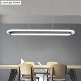 Nordic Style Black & White Elliptical Island Led Suspension Lamp - Modern Acrylic Lighting For Table
