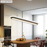 Nordic Style Black & White Elliptical Island Led Suspension Lamp - Modern Acrylic Lighting For Table