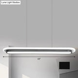 Nordic Style Black & White Elliptical Island Led Suspension Lamp - Modern Acrylic Lighting For Table