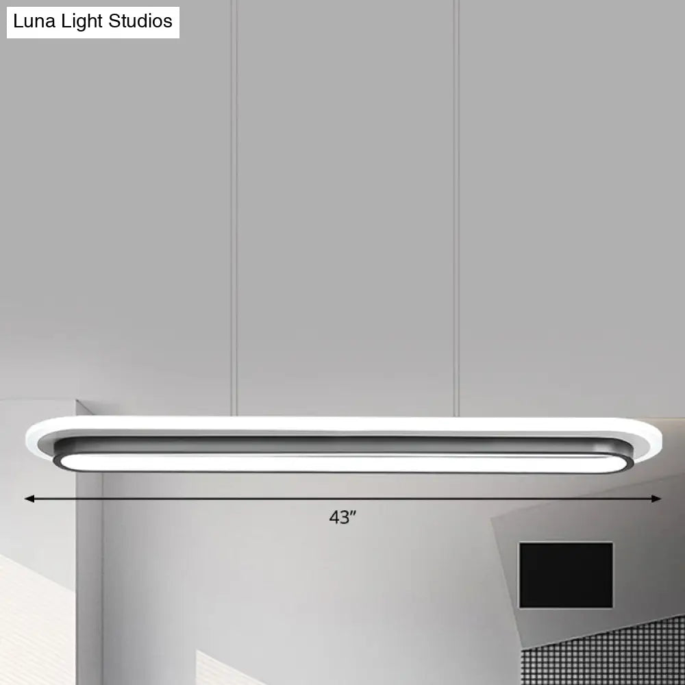 Nordic Style Black & White Elliptical Island Led Suspension Lamp - Modern Acrylic Lighting For Table