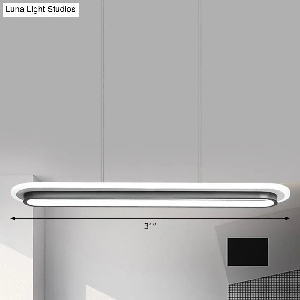 Nordic Style Black & White Elliptical Island Led Suspension Lamp - Modern Acrylic Lighting For Table