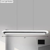 Nordic Style Black & White Elliptical Island Led Suspension Lamp - Modern Acrylic Lighting For Table