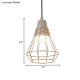 Nordic Style Caged Pendant Lamp - Adjustable Cord Gold Finish