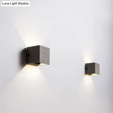 Nordic Style Cement Wall Sconce - 4/8 Wide Cube Light In 1 Grey