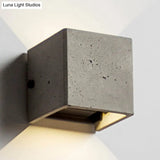 Nordic Style Cement Wall Sconce - 4/8 Wide Cube Light In 1 Grey