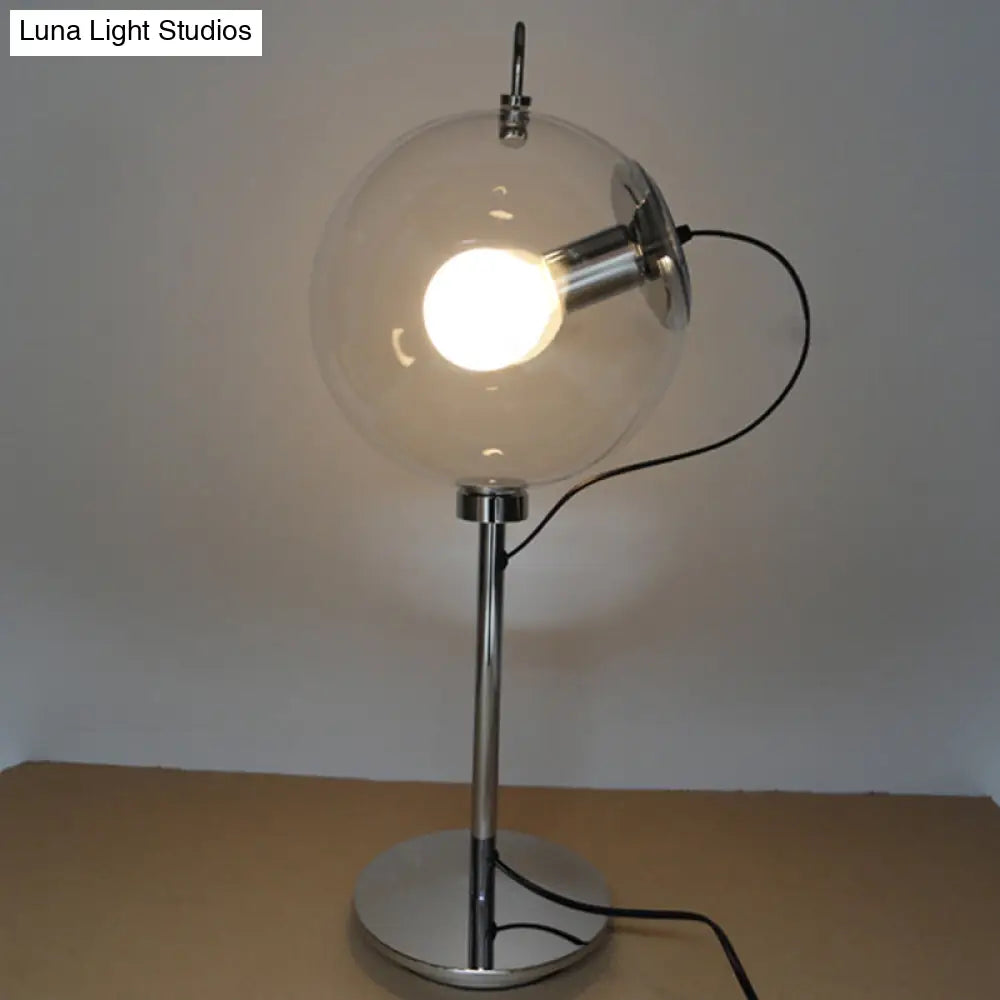 Nordic Style Clear Glass Study Lamp - Single Bulb Book Light For Bedroom Reading