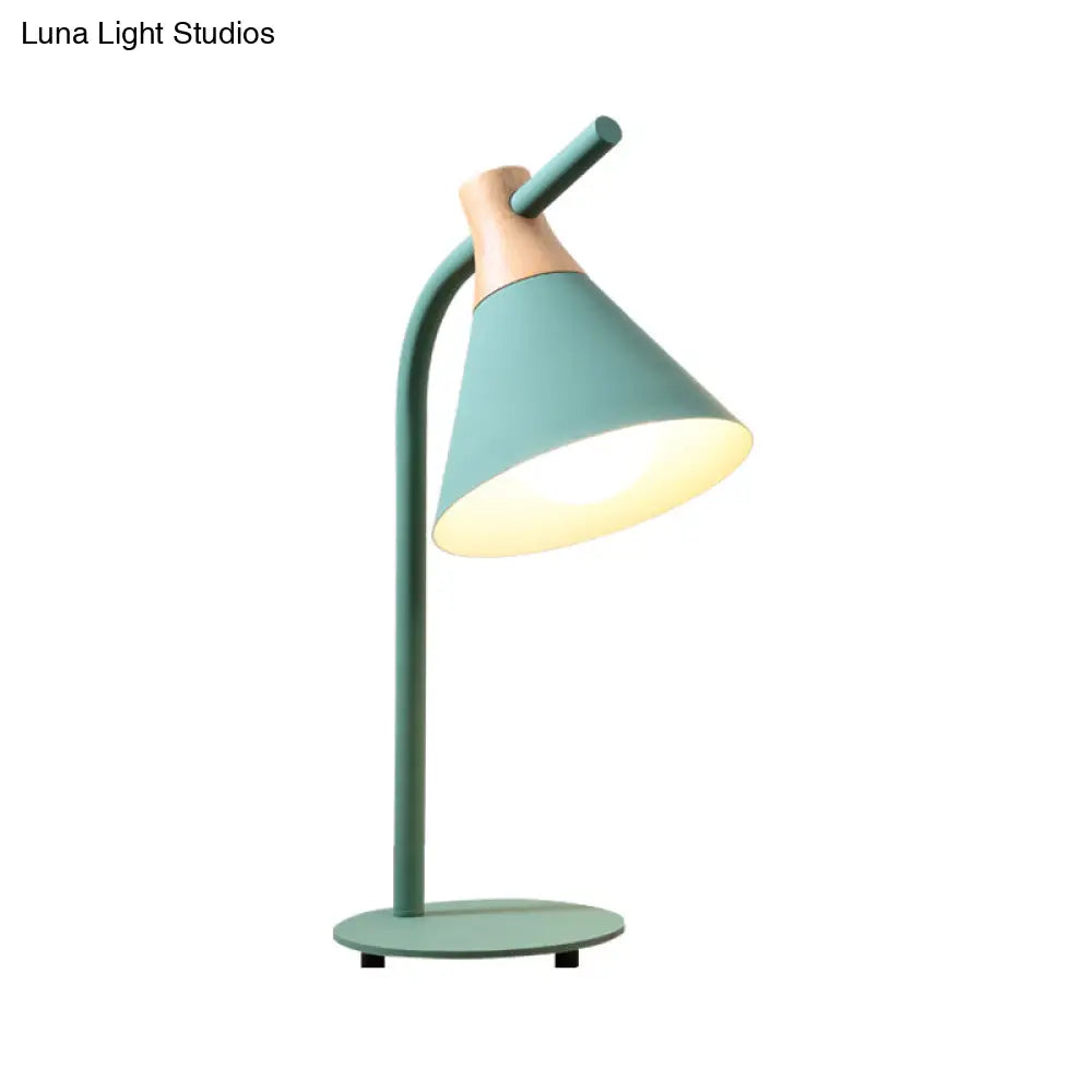 Nordic Style Cone Desk Lamp - Metal 1 Head Plug-In Cord For Dormitory Bedroom