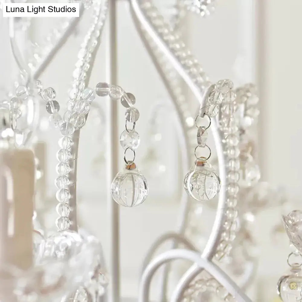 Nordic Style Crystal Chandelier For Girls Bedroom: Elegant Pendant Lighting With Candle Element