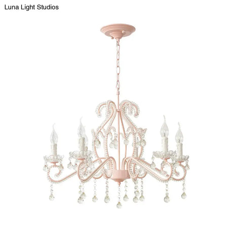Nordic Style Crystal Chandelier For Girls Bedroom: Elegant Pendant Lighting With Candle Element