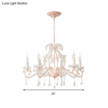 Nordic Style Crystal Chandelier For Girls Bedroom: Elegant Pendant Lighting With Candle Element