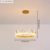 Nordic Style Crystal Pendant Light With 1 Suspended Crown For Living Room