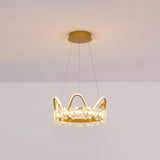 Nordic Style Crystal Pendant Light With 1 Suspended Crown For Living Room Gold / 17 Warm