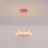 Nordic Style Crystal Pendant Light With 1 Suspended Crown For Living Room Pink / 17 Third Gear