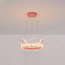 Nordic Style Crystal Pendant Light With 1 Suspended Crown For Living Room Pink / 17 Warm