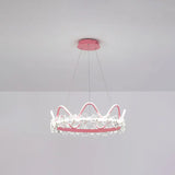 Nordic Style Crystal Pendant Light With 1 Suspended Crown For Living Room Pink / 25 White