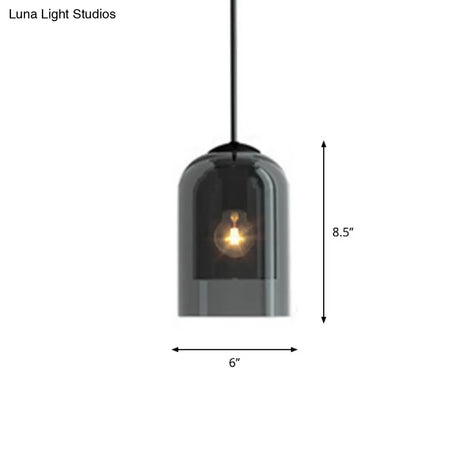Nordic Style Dual Dome Bedside Pendant Light Fixture With Glass Shade And 1 Bulb