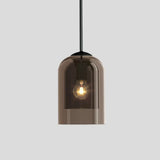 Nordic Style Dual Dome Bedside Pendant Light Fixture With Glass Shade And 1 Bulb Amber