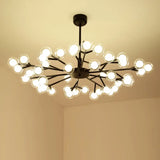 Nordic Style Dual Glass Glowworm Chandelier Pendant Light For Living Room Suspension 45 / Black