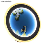 Nordic Style Elk Deer Wall Mounted Led Light In Blue/Yellow Acrylic Design