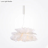 Nordic Style Fabric Wavy Pendant Light - 1 Head Black/White Ceiling Fixture For Bedroom