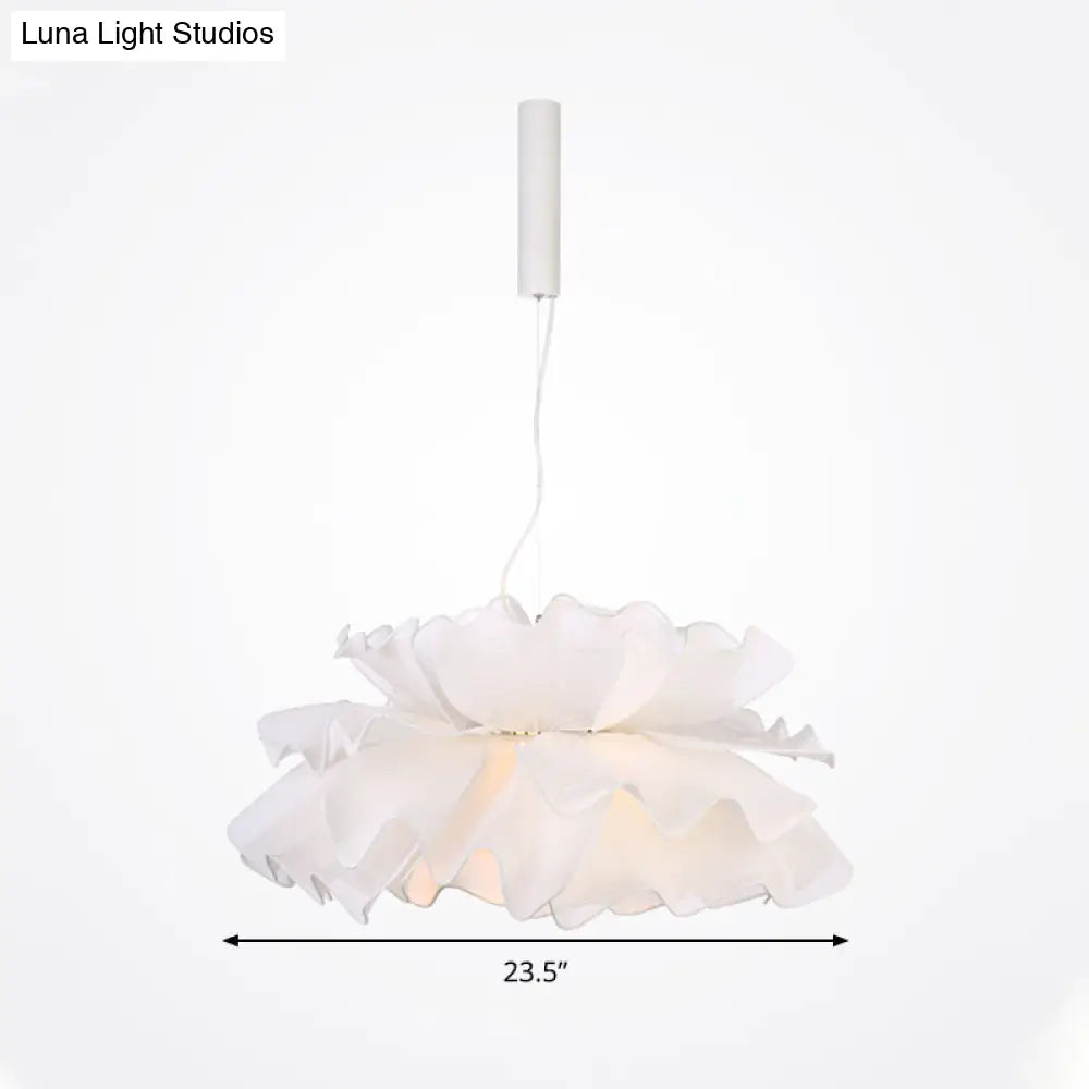 Nordic Style Fabric Wavy Pendant Light - 1 Head Black/White Ceiling Fixture For Bedroom