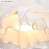 Nordic Style Fabric Wavy Pendant Light - 1 Head Black/White Ceiling Fixture For Bedroom