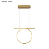 Nordic Style Gold Led Pendant Light For Dining Hall - Ring Suspension Lighting