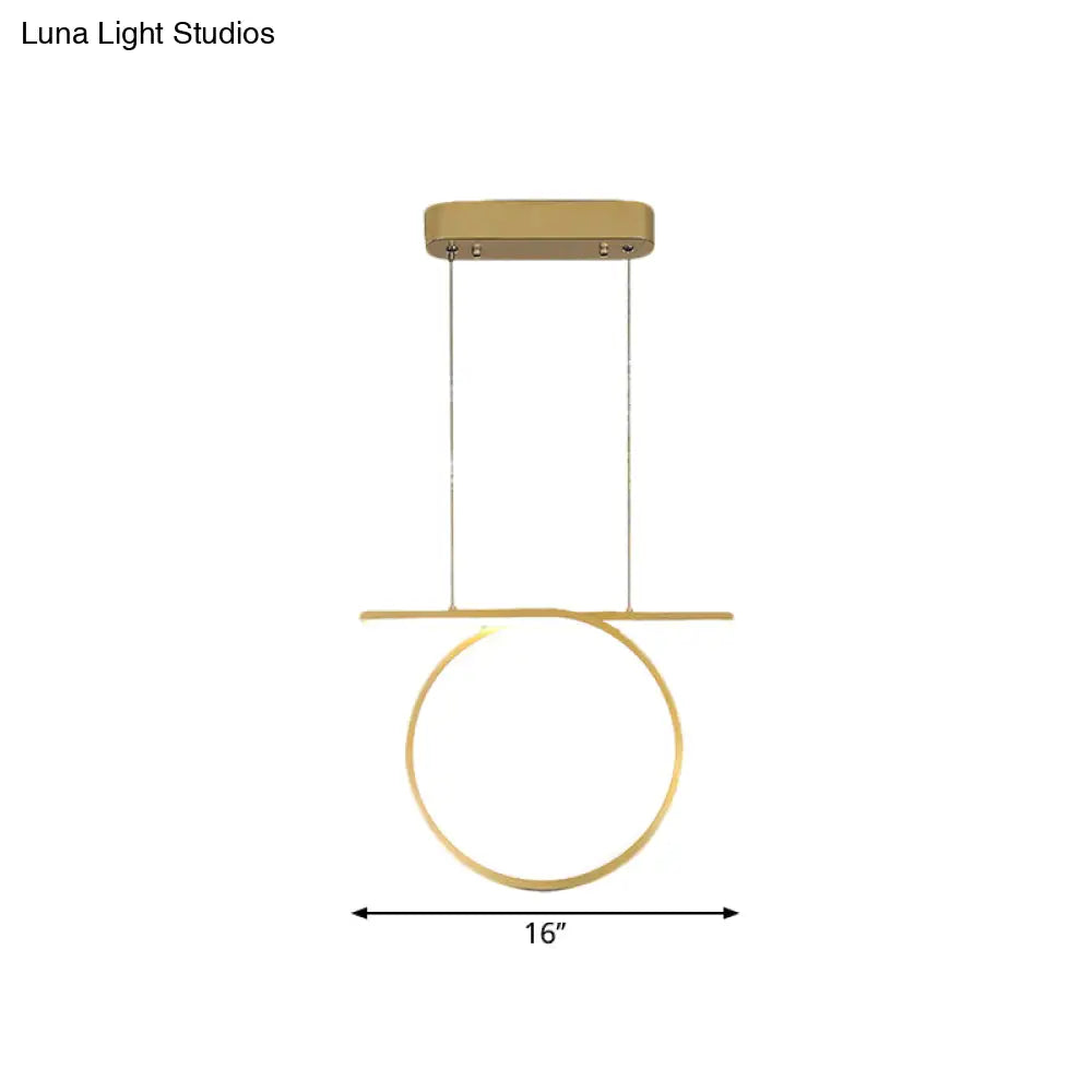 Nordic Style Gold Led Pendant Light For Dining Hall - Ring Suspension Lighting
