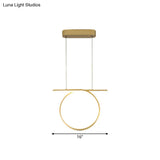Nordic Style Gold Led Pendant Light For Dining Hall - Ring Suspension Lighting