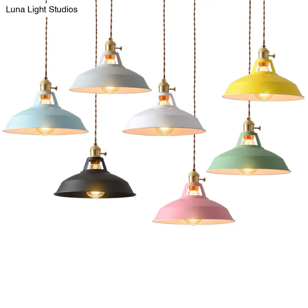Nordic Style Hanging Lamp With Metal Shade And Colorful Macaron Finish For Kitchen Barn