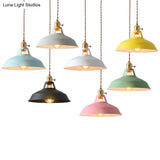 Nordic Style Hanging Lamp With Metal Shade And Colorful Macaron Finish For Kitchen Barn