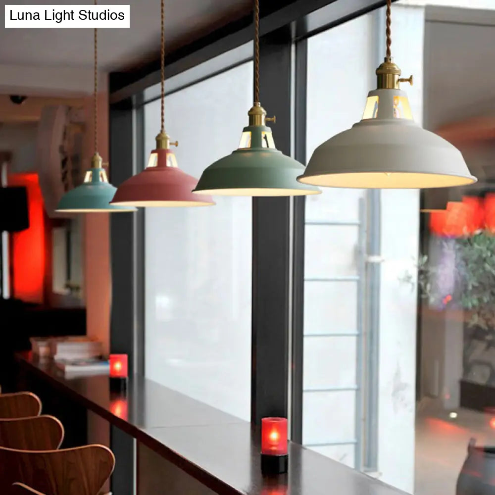 Nordic Style Hanging Lamp With Metal Shade And Colorful Macaron Finish For Kitchen Barn