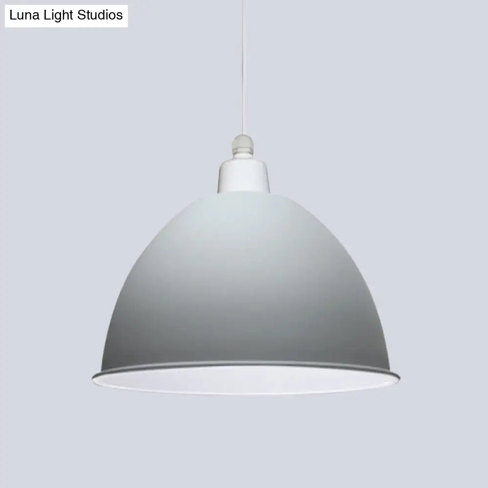 Nordic Style Hanging Pendant Lamp - Grey/Pink Suspended Light With Metal Dome Shade