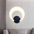 Nordic Style Led Bedside Wall Sconce - White/Black Crescent Moon Acrylic Shade Black