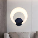 Nordic Style Led Bedside Wall Sconce - White/Black Crescent Moon Acrylic Shade Black