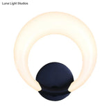 Nordic Style Led Bedside Wall Sconce - White/Black Crescent Moon Acrylic Shade