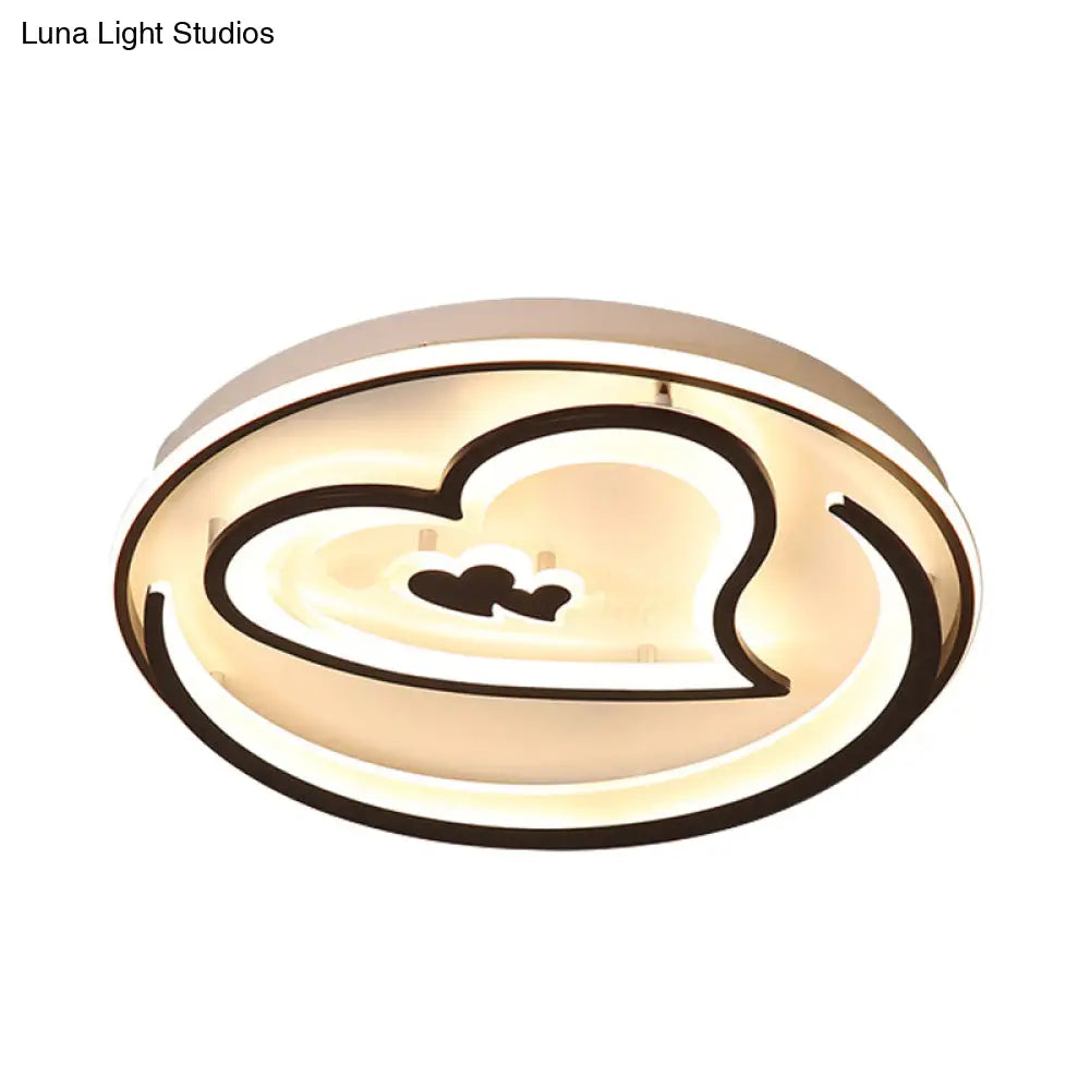 Nordic Style Led Black Acrylic Loving Heart Ceiling Light - Ideal For Hotels And Restaurants