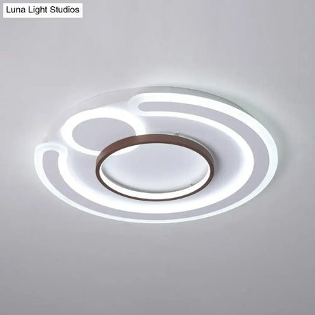 Nordic Style Led Coffee Flushmount Ceiling Light - Acrylic Circular Shape / 16.5 White
