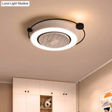 Nordic Style Led Drum Ceiling Light With Fan Grille Decoration And Three Gear Settings