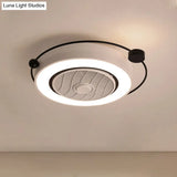 Nordic Style Led Drum Ceiling Light With Fan Grille Decoration And Three Gear Settings