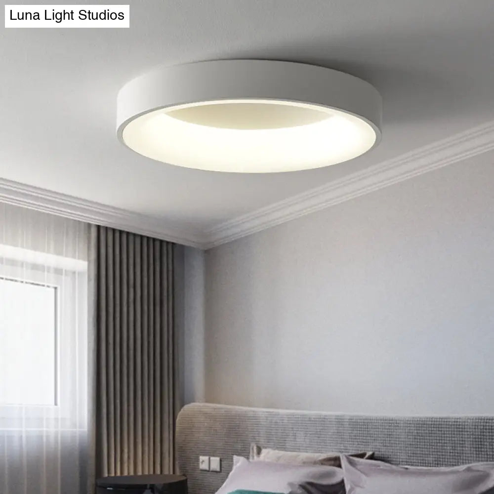 Nordic Style Led Flush Mount Ceiling Lamp - Metal Circular Light For Bedroom