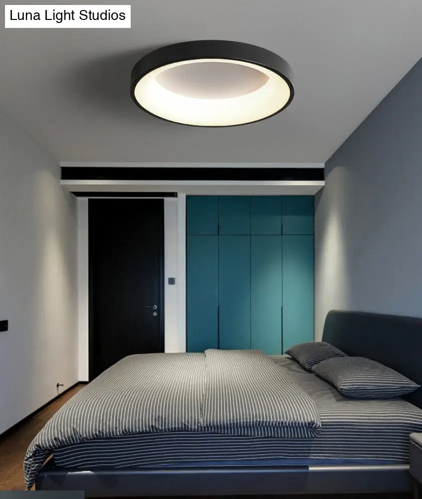 Nordic Style Led Flush Mount Ceiling Lamp - Metal Circular Light For Bedroom