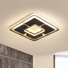 Nordic Style Led Flush Mount Ceiling Light In Black And White - 18’/23.5’/35.5’ W Black -