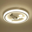 Nordic Style Led Flush Mount Ceiling Light In White - Circular Bedroom Lighting Fixture / Crane