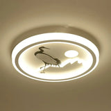 Nordic Style Led Flush Mount Ceiling Light In White - Circular Bedroom Lighting Fixture / Crane
