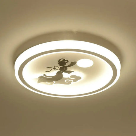 Nordic Style Led Flush Mount Ceiling Light In White - Circular Bedroom Lighting Fixture / Portrait