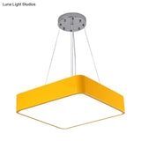Nordic Style Led Kindergarten Chandelier: Square Acrylic Pendant Light In Yellow/Red/Blue